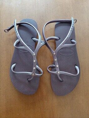 Havaianas Allure Maxi Strappy T-strap Rubber Flip Flops Purple Wine Size 7